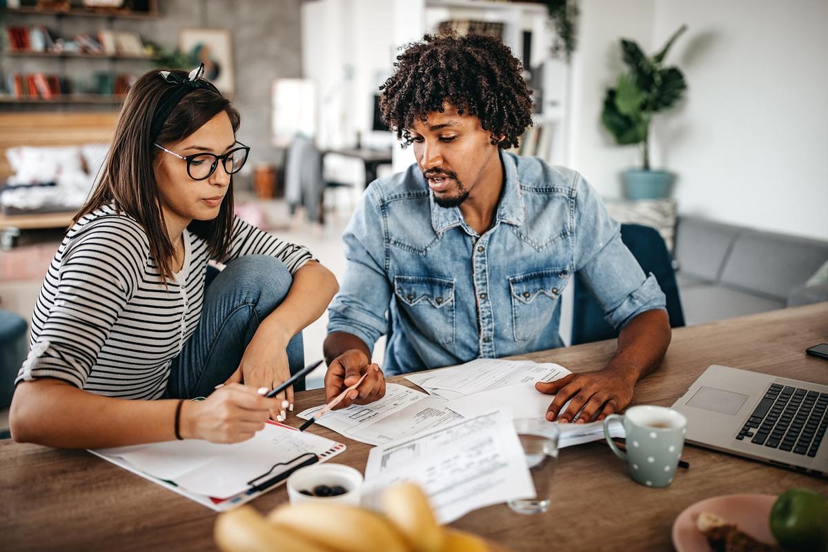 Couple planning their home budget